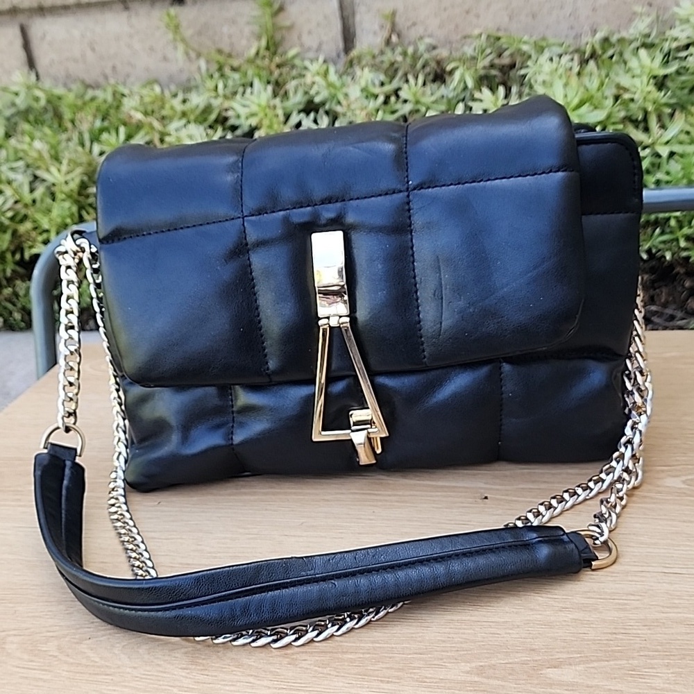 Topshop Triangle Quilted Shoulder Bag - Black